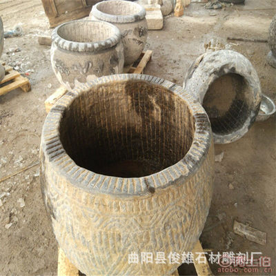 曲陽俊雄石材雕刻 青石石雕花盆與仿古流水景觀，家居裝飾的藝術之選